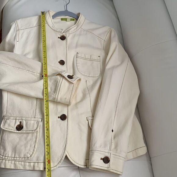 Sigrid Olsen Cotton Cream Two-Piece Suit Jacket Pants Embroidered Size L/14 - Picture 7 of 16